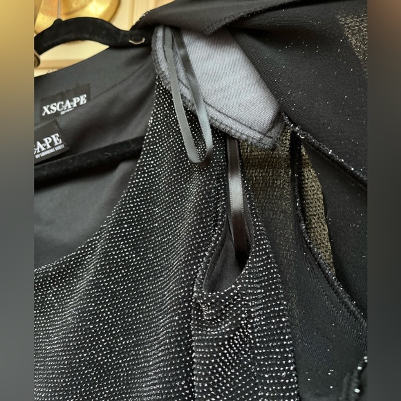 The XScape 2-piece set,black/metallic sparkles, round neck,long-sleeved jacket,S - Picture 9 of 16